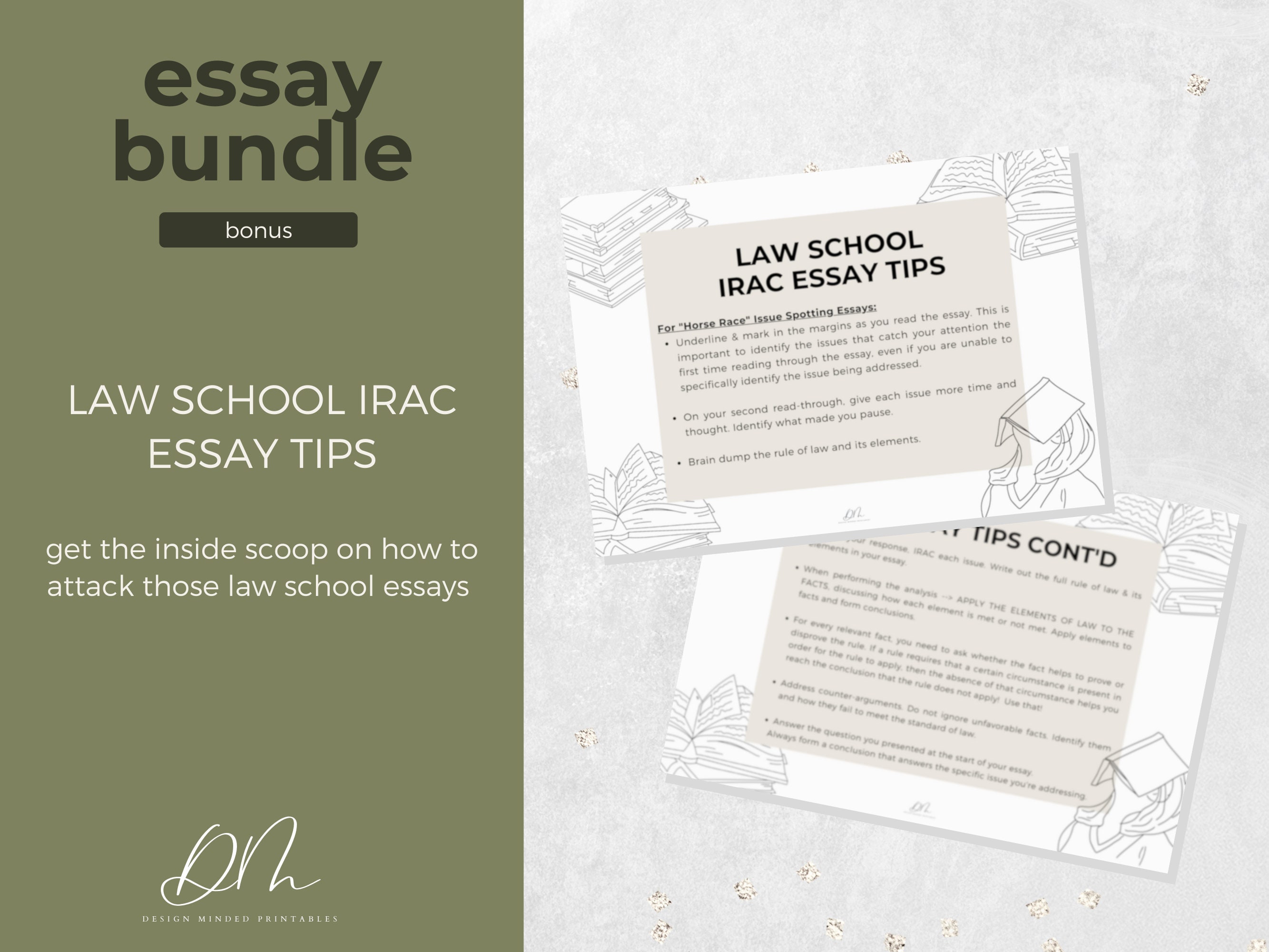 Law School IRAC Essay Planner BUNDLE Set of 3 Template Law School Essay ...