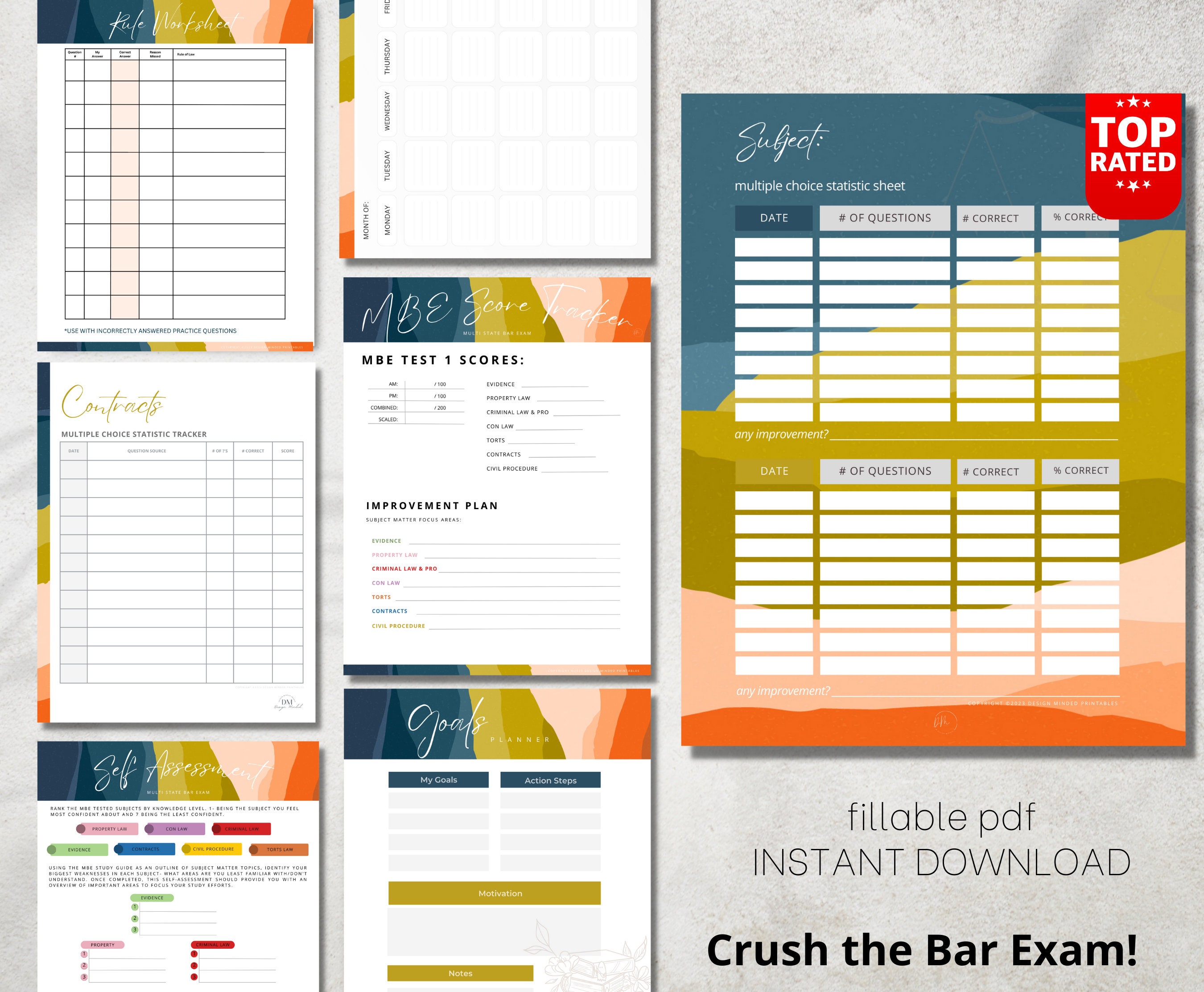 Bar Exam Prep MBE Bundle | Fillable Law Study Planner (digital Download ...