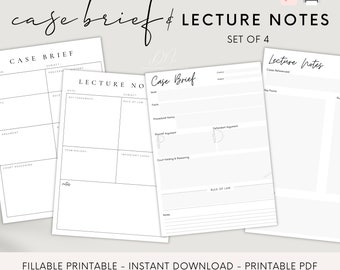 Law School Case Brief & Lecture Notes Template (Fillable PDF)