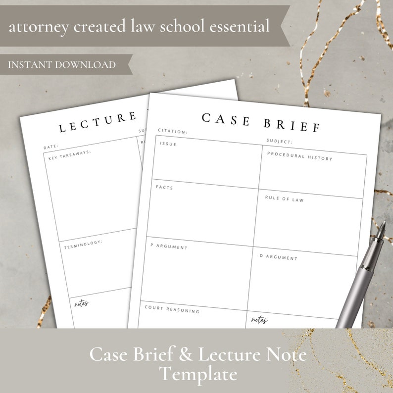 Law School Case Brief Template And Class Lecture Notes Bundle Etsy