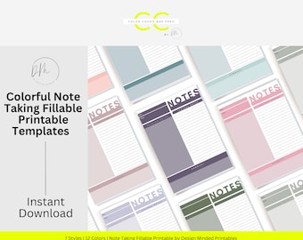 84 Page Note Taking Template Bundle | Law | Grad School | Printable | Instant Download | Fillable PDF | Canva Template