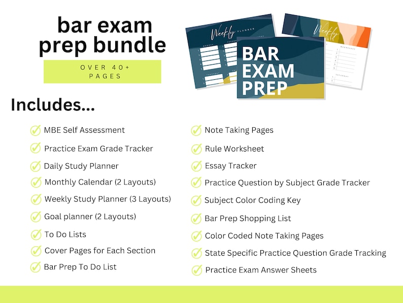 Bar Exam Prep MBE Bundle | Fillable Law Study Planner (digital Download ...
