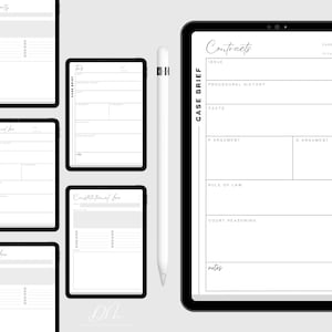 Puede incluir: Un conjunto de plantillas de resumen de casos imprimibles para estudiantes de derecho. Las plantillas est&aacute;n dise&ntilde;adas para diferentes &aacute;reas del derecho, incluyendo contratos, derecho penal, delitos, propiedad y derecho constitucional. Cada plantilla incluye secciones para el nombre del caso, la cita, el problema, el historial procesal, los hechos, los argumentos, la regla de derecho, el razonamiento del tribunal y las notas.