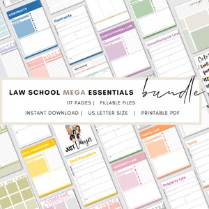 Bundel met benodigdheden voor rechtenstudies | Casebrief, notities, essayplanner (invulbare pdf)