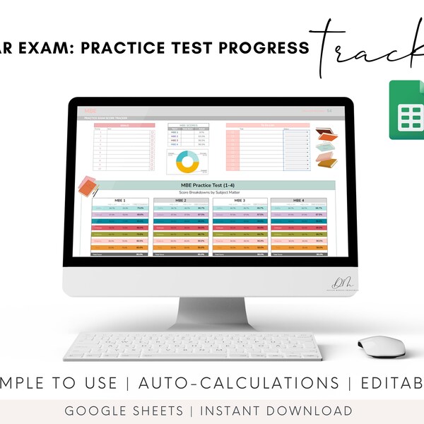 MBE Bar Exam Prep: Progress Tracker | Google Sheets Grade Tracker | MBE Subject Breakdown | Law School Grading