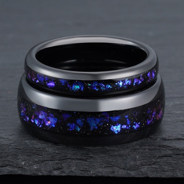 Nebula Ring Set, Galaxy Ring, Cosmos Ring, Celestial Ring, Outer Space Ring, Matching Ring Set, His and Hers Wedding Ring, Couples Ring