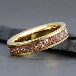 Pink Morganite Ring, Gold Tungsten Ring, Womens Wedding Band, Womens Ring, Anniversary Ring, Statement Ring, Engagement Ring, 4mm Ring