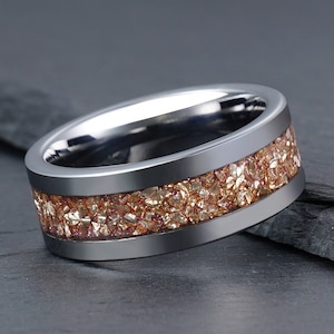 Pink Morganite Ring, Silver Tungsten Ring, Womens Wedding Band, Womens Ring, Anniversary Ring, Statement Ring, Engagement Ring, 4mm 8mm Ring