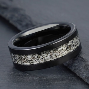 Black Rutilated Quartz Ring, Black Tungsten Ring, Mens Wedding Ring, Womens Wedding Band, Anniversary Ring, Engagement Ring, 4mm 6mm 8mm