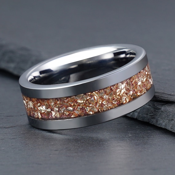 Pink Morganite Ring, Silver Tungsten Ring, Womens Wedding Band