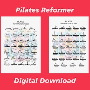 Póster de Pilates 68 Move Reformer - Estudio de Pilates Lotus colorido imprimible - Descarga inmediata lista para imprimir - Decoración única de Pilates Reformer