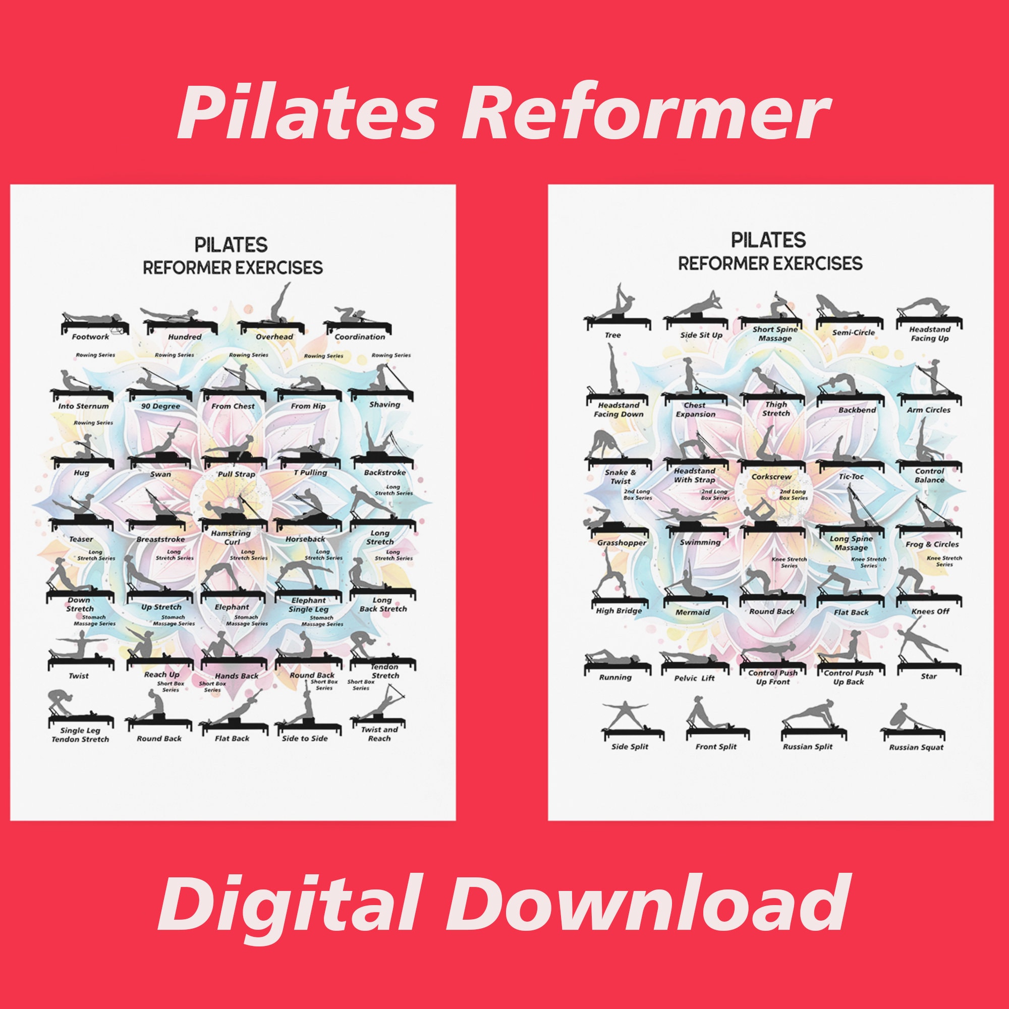Pilates Poster Classical Pilates Mat Exercises Poster ​Pilates Workout  Chart Poster Canvas Painting Wall Art Poster for Bedroom Living Room Decor  12x18inch(30x45cm) Unframe-Style : : Home