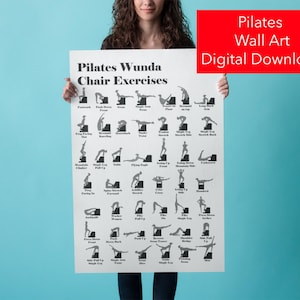 Poster Pilates Wunda Chair Pilates Move - Studio Pilates a casa stampabile - Scarica subito pronto per la stampa - Mosse di arredamento Pilates uniche