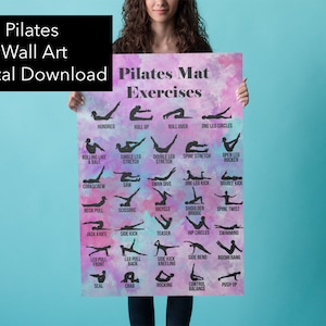 Pilates Poster 34 Pilates Move - Farbenfrohes Pilates Studio zum Ausdrucken - Download sofort druckfertig - Einzigartige Joseph Pilates Dekorfarbe