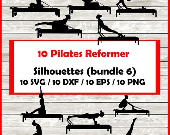 Reformer Pilates Fitness Silhouette - 10 Designs | Digital Download | SVG, PNG,  EPS, Png Pilates clipart Fitness clipart bundle 6