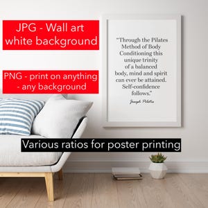 Pilates Print, Pilates Quote, Pilates Art, Pilates Gift, Motivational Poster, Joseph Pilates, Pilates Studio ,  Minimalist Print , JPG & PNG