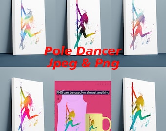 Pole dancer girl art, Pole fitness, Dancing woman print, Pole dancer gift, Girls room decor, Dance printable wall art - Digital Download