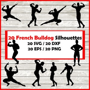 Bodybuilding Silhouette Pack - 10 Designs | Digital Download 10 Png , SVG , DXF , EPS cut file immediate download  bodybuilder posing