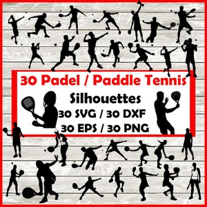 Padel Silhouette Pack - 30 Paddle-Tennisspieler Designs Digitaler Download Png, SVG, DXF, EPS.  Padel Tennis, Padelspielerin, Padelfrauen