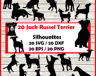 Jack Russel Terrier Silhouette Pack - 20 Designs | Digital Download  SVG, PNG,  EPS & Dxf. Jack Russel clipart