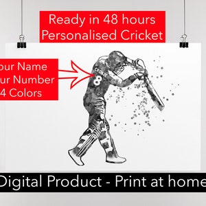 Custom Cricket Art, Personalized cricket Gifts For Boys Him, Cricket Decor Boys Room, Birthday Gifts From Cricket Mom - ready in 48 hours