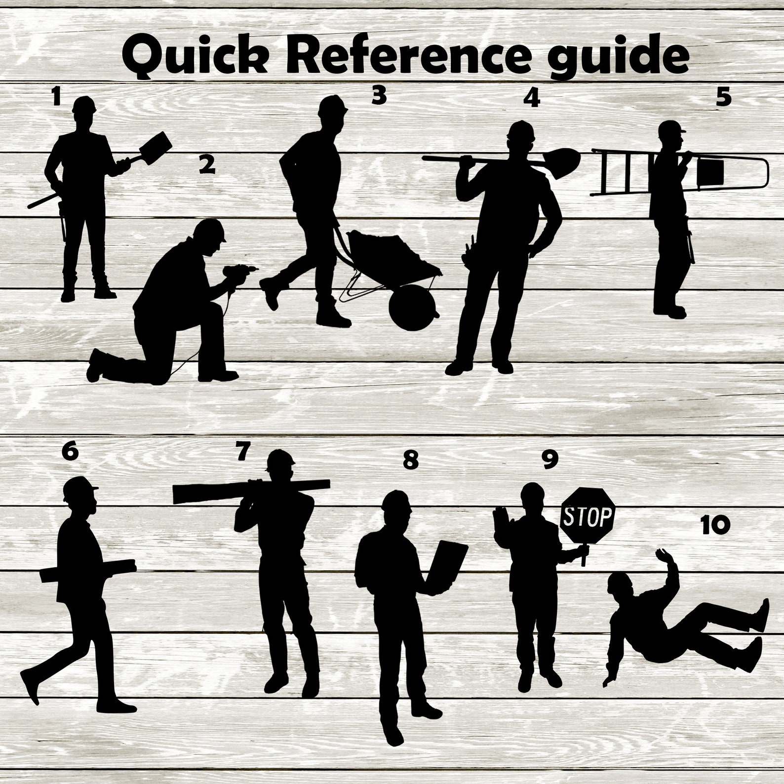 Construction Worker Silhouette Pack - 20 Designs Digital Download |20 ...