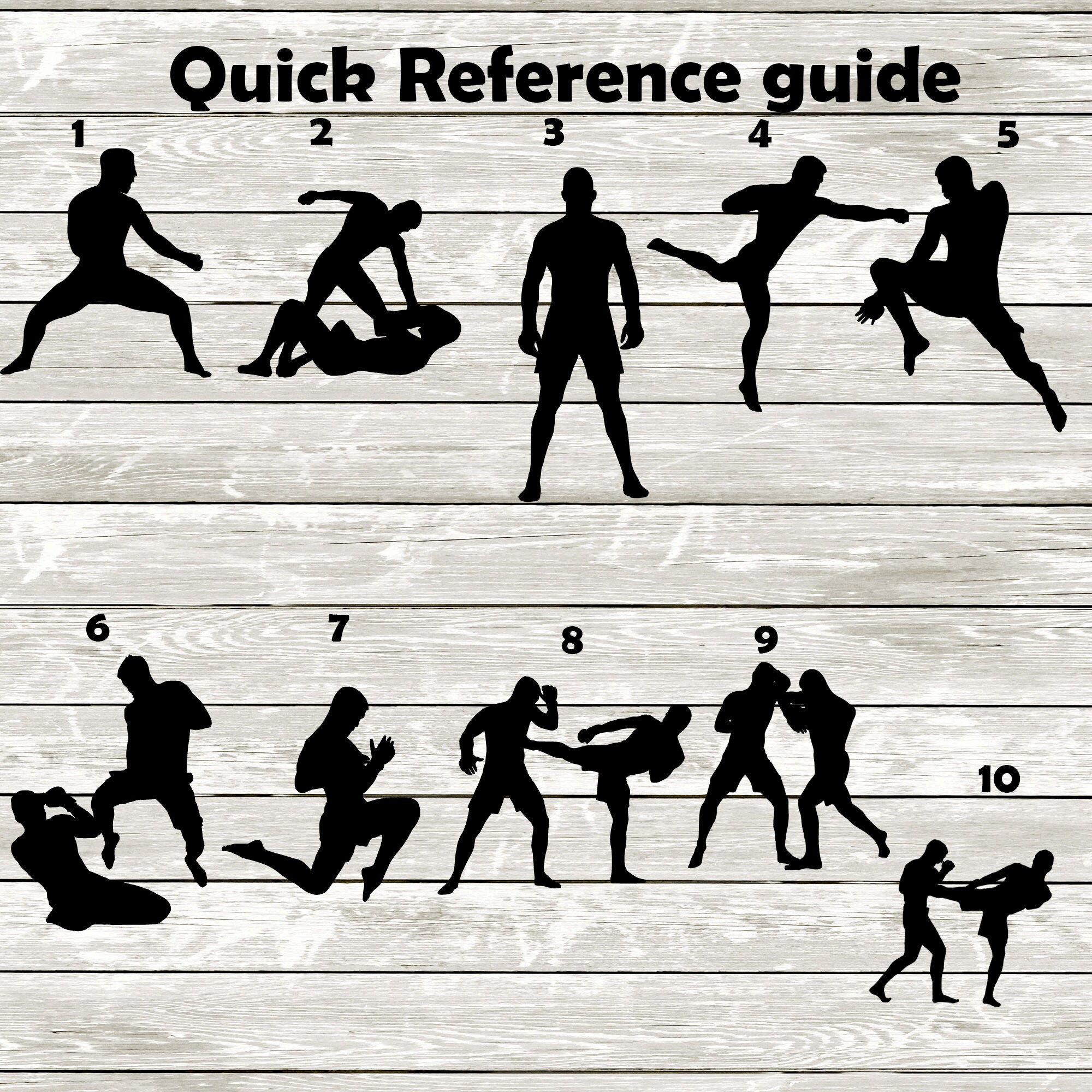 Mma Fighter Silhouette Pack - 20 Mixed Martial Arts Designs Digital ...