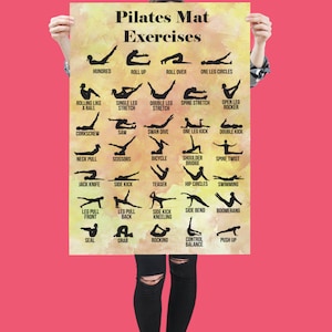 Pilates Poster 34 Pilates Move -Colorful Pilates studio printable -Download immediate ready to print- Unique Joseph Pilates decor color gold