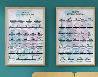 Pilates Poster 68 Move Reformer -Colorful Pilates studio printable -Download immediate ready to print- Unique Pilates Reformer color decor