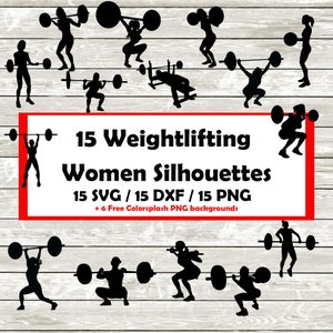 Weightlifting gym women Silhouette | Digital Download |  15 SVG, PNG, Png  free 6 Colorsplash png