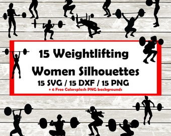 Weightlifting gym women Silhouette | Digital Download |  15 SVG, PNG, Png  free 6 Colorsplash png