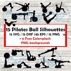 Pilates Ball Silhouette | Digital Download |  15 SVG, PNG, DXF , Eps  free 6 Colorsplash png Pilates basu