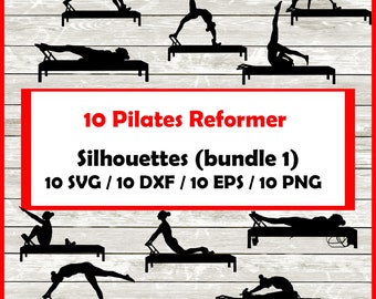 Reformer Pilates Fitness Silhouette - 10 Designs | Digital Download | SVG, PNG,  EPS, Png Pilates clipart Fitness clipart bundle 1