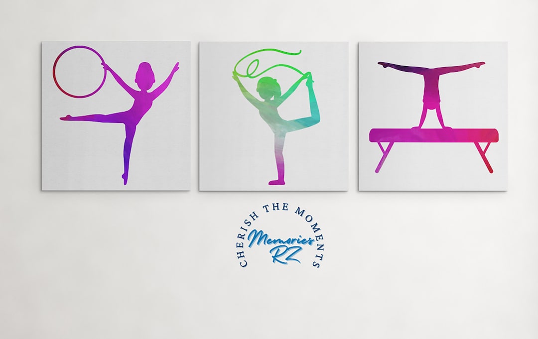 3 Gymnast Girls Design for Room Gymnastic Wall Art Girls Bedroom