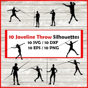 Javeline Silhouette Pack - 10 designs de javeline femininos e masculinos Download digital | 10 Png, SVG, DXF, EPS.
