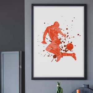 Soccer player print , Soccer printable art, Soccer posters, Sport art, teen room, soccer player gift football poster - Digital Download