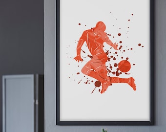 Piłkarz wydruk, Piłka nożna wydrukowana sztuka, Piłka nożna plakaty, Sport sztuka, pokój nastolatka, piłkarz prezent plakat piłkarski - Pobieranie cyfrowe
