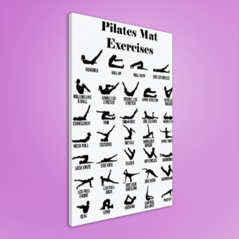 Pilates Poster 34 Pilates Mat Exercises Canvas Wall Decor Etsy