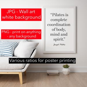 Pilates Print, Pilates Quote, Pilates Art, Pilates Gift, Motivational Poster, Joseph Pilates, Pilates Studio ,  Minimalist Print , JPG & PNG
