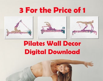 Pilates Design Studio - Pilates Wand Kunst - Druckbare Pilates Dekoration - Sofortiger Download fertig zum Drucken - Farbe Pilates Dekoration - Heimstudio