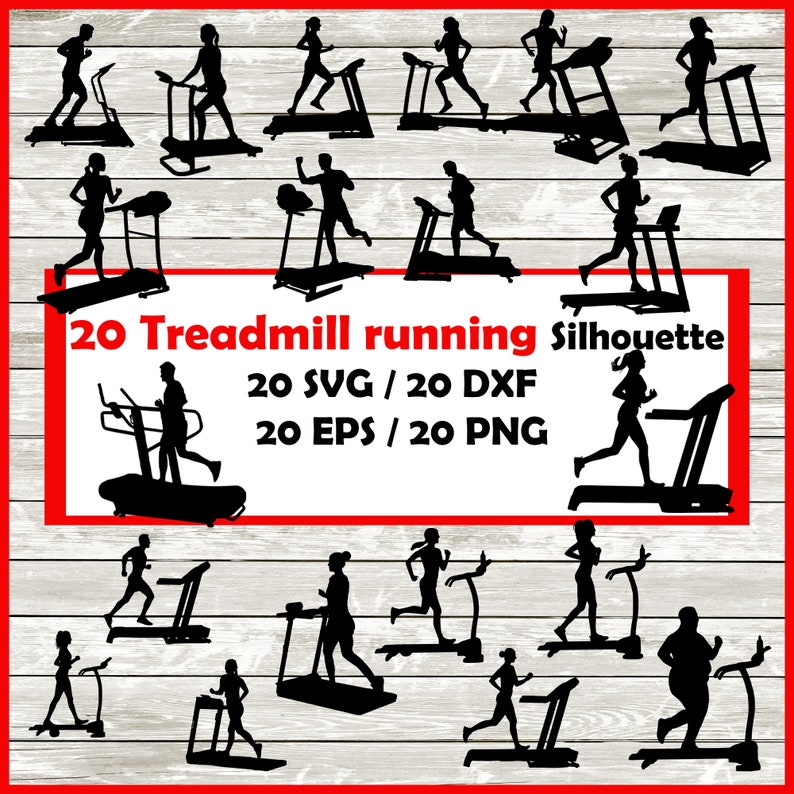 Treadmill Silhouette Pack 20 Treadmill Running Designs Digital Download ...