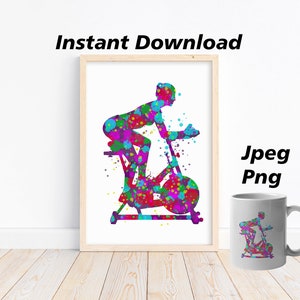 Spinning bike print , Spinning printable art, Spinning posters, Spinning Studio Decor , home gym wall art- Digital Download
