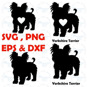 Yorkshire terrier Silhouette Designs | Digital Download | Png , SVG , DXF , EPS  , cut file Yorkie dog with text and heart design