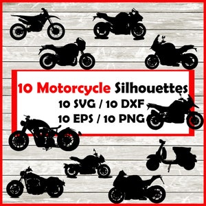 Pacchetto Silhouette Moto - 10 Disegni Moto / Download Digitale / Moto SVG, PNG Moto, Grafica Moto, Moto Svg