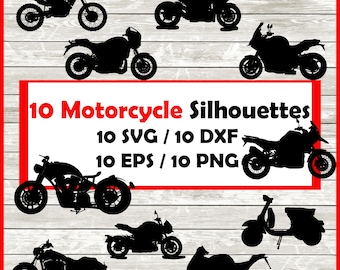 Motorbike Silhouette Pack - 10 Motorcycle Designs | Digital Download | Motorbike SVG, Motorbike PNG, Motorcycle Graphic, Motorcycle Svg