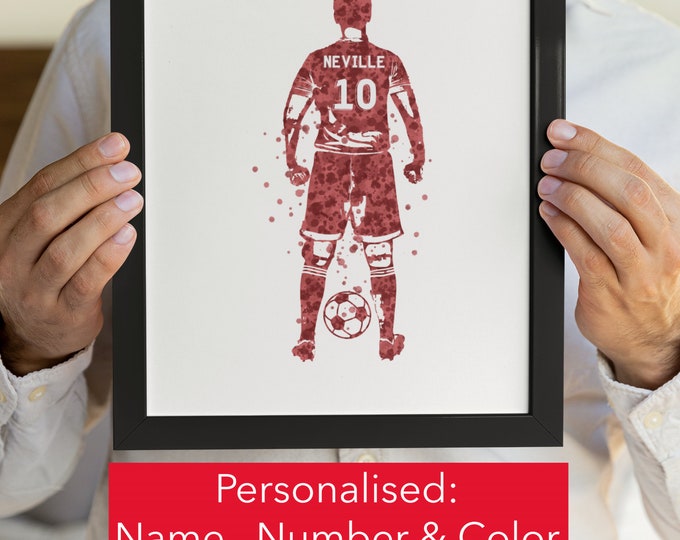 Custom Soccer Poster, Personalized Soccer Art, Soccer Ball Print, Gifts For Teen Soccer Player, Soccer Room Decor, Football Print Boy Man