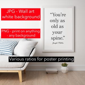 Pilates Print, Pilates Quote, Pilates Art, Pilates Gift, Motivational Poster, Joseph Pilates, Pilates Studio ,  Minimalist Print , JPG & PNG