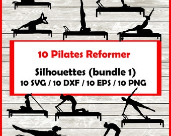 Reformer Pilates Fitness Silhouette - 10 Designs | Digital Download | SVG, PNG,  EPS, Png Pilates clipart Fitness clipart bundle 2