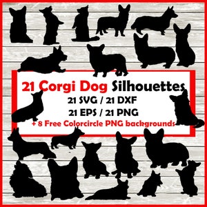 Corgis Hund Silhouette Pack - 21 Strickjacke walisische Corgis Pembroke walisische Corgis Designs | Digitaler Download |21 walisische Corgis Png , SVG , DXF , EPS .
