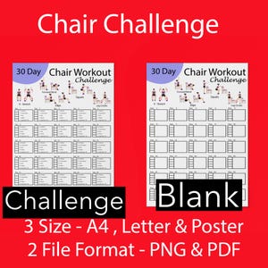 30 Day Chair Workout Challenge Printable | Chair Yoga Guide | Workout Planner Digital | Digital Office Workout | Sitting Workout |